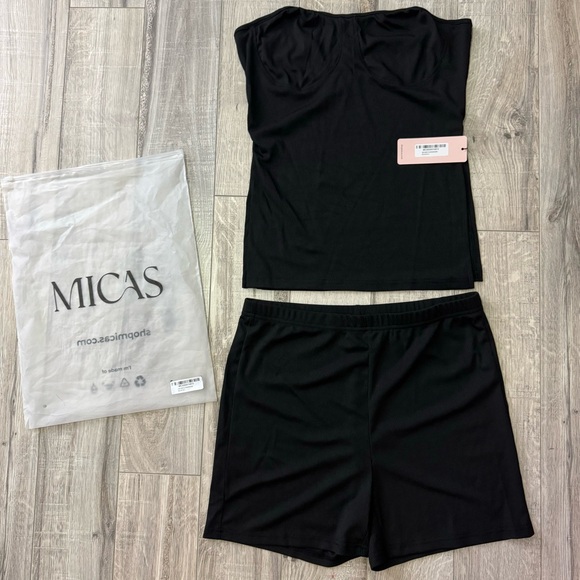 Micas 2 piece set matching top and bottom bustier corset style top ribbed cute - Picture 7 of 10